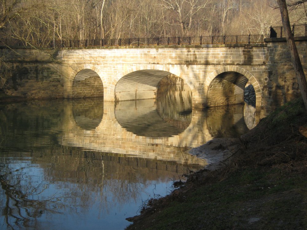Catoctin Aqueduct historic stone bridge reconstruction, Lander MD
