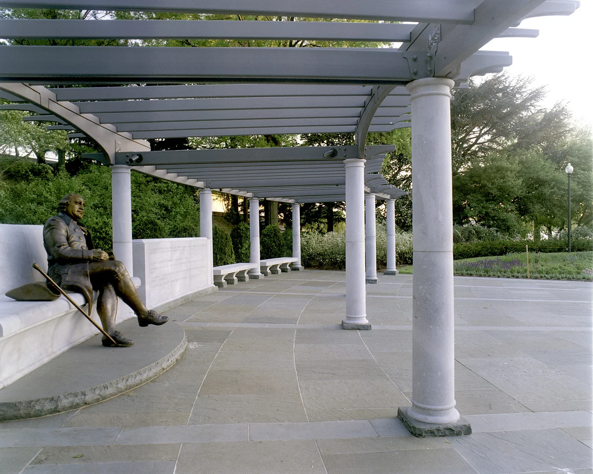 George Mason Memorial marble and bluestone columns, walls, and paving