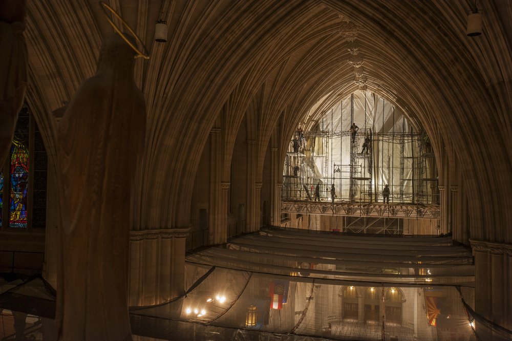 Washington National Cathedral stone restoration after earthquake damage